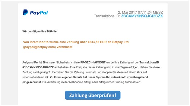 PayPal Nutzerkonto wurde eingeschränkt