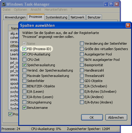 PID: Windows Prozess-ID anzeigen