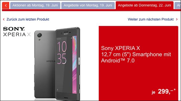 Sony Xperia X bei Aldi Süd