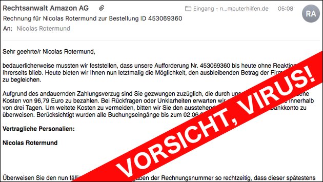 Virus Rechtsanwalt Amazon AG