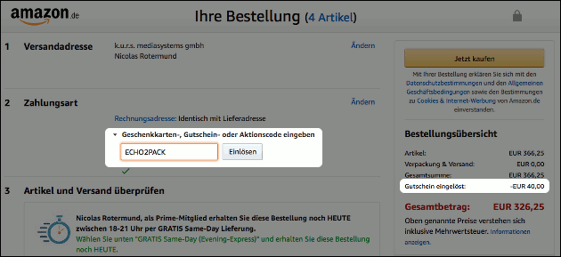 Amazon Echo Gutschein