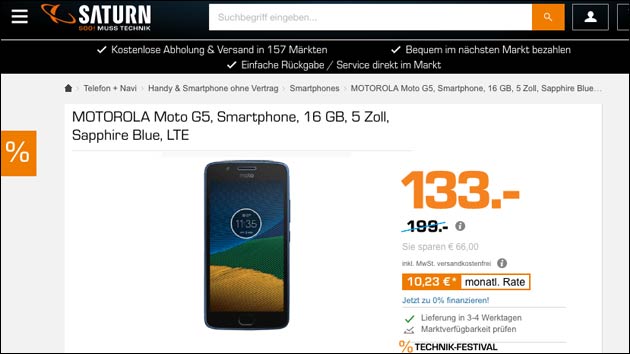 Handy Schnäppchen Motorola Moto G5 Bei Saturn Und Amazon Für 133 Eur