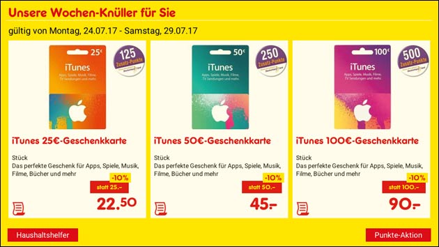 Rabatt auf iTunes Karten