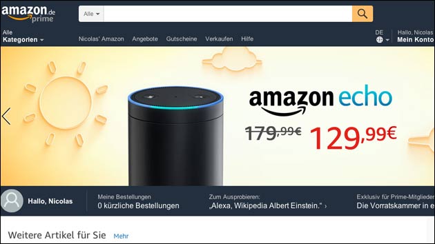 Amazon Echo im Angebot: Alexa