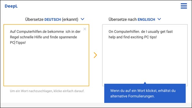 Deepl Online Übersetzungs-Tool