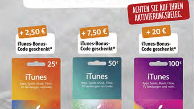 Rabatt: iTunes Karten mit Extra-Guthaben