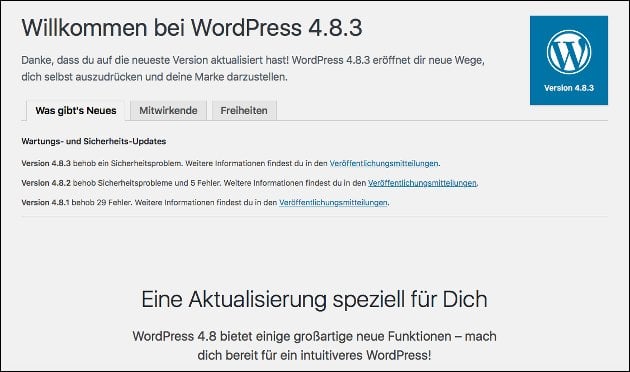 Wordpress Update 4.8.3