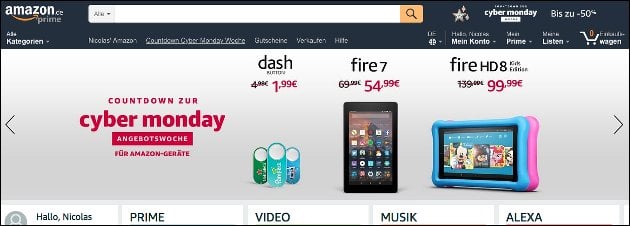 Amazon Countdown zur Cyber Monday Woche