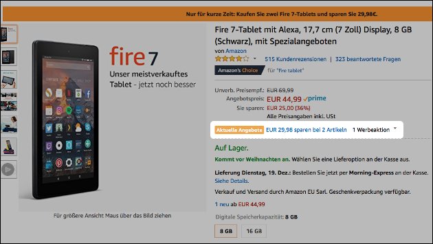 Amazon Tablet Schnäppchen