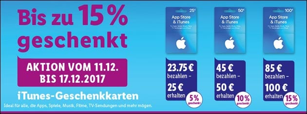 iTunes- und App-Store-Karten wieder mit Rabatt