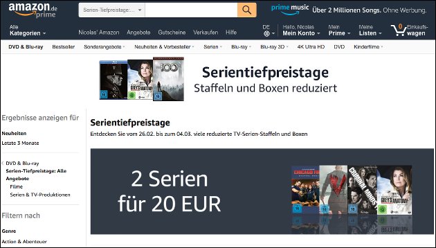 Amazon Serien-Angebote: Serientiefpreistage