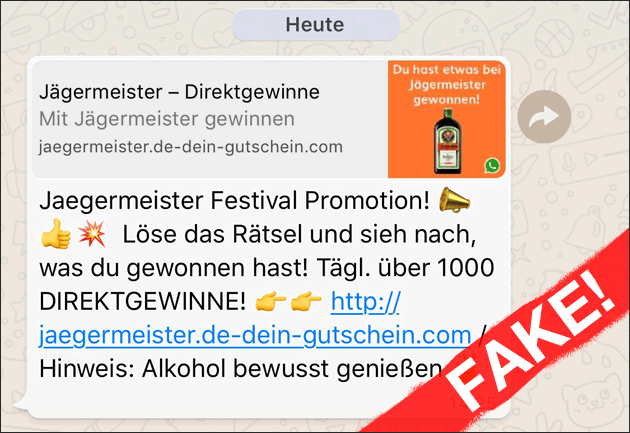 Jägermeister Gewinnspiel WhatsApp