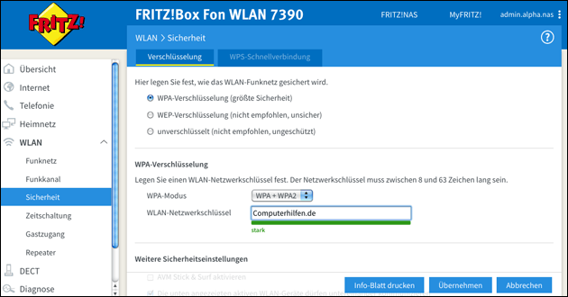 Fritzbox WLAN Passwort