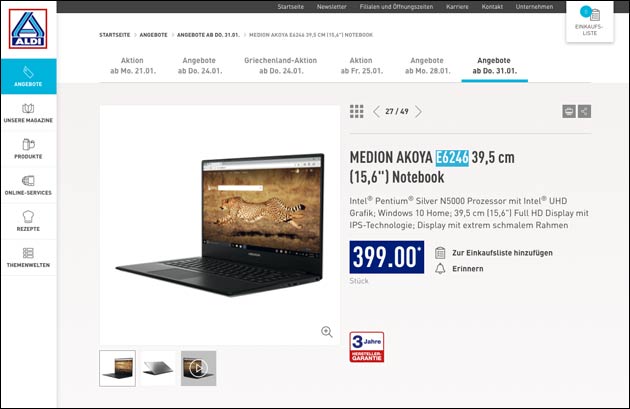 Medion Akoya E6246 bei Aldi