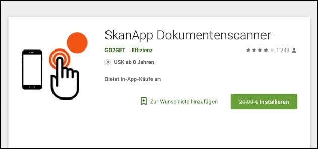 Android ScannApp: Aktuell kostenlos