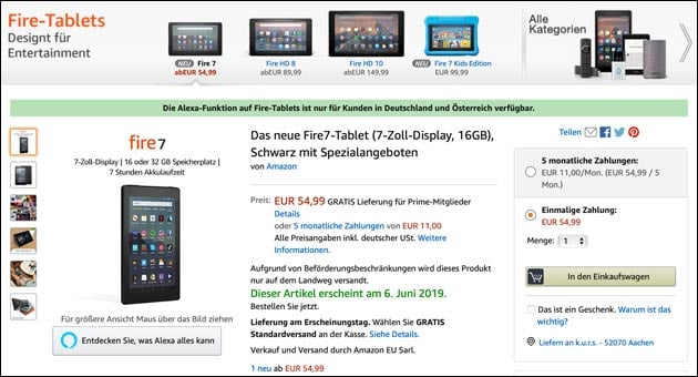 Fire Tablet mit 7