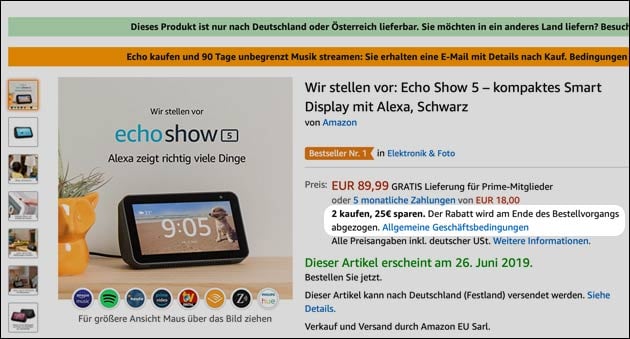 Echo Show 5 Angebot