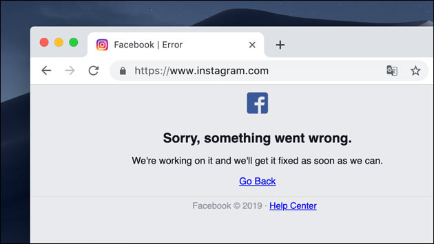 Instagram offline: Facebook Fehlermeldung