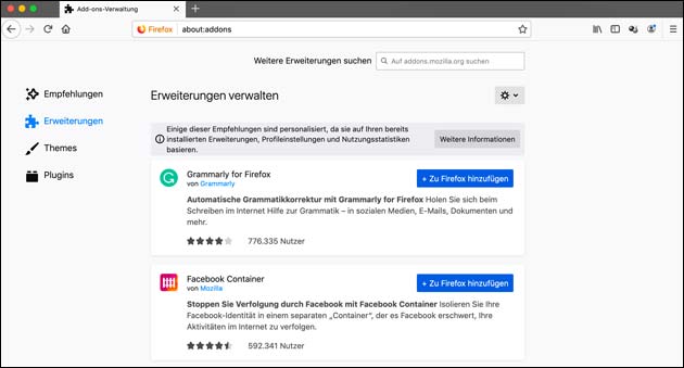 Add-on Tipps im Firefox