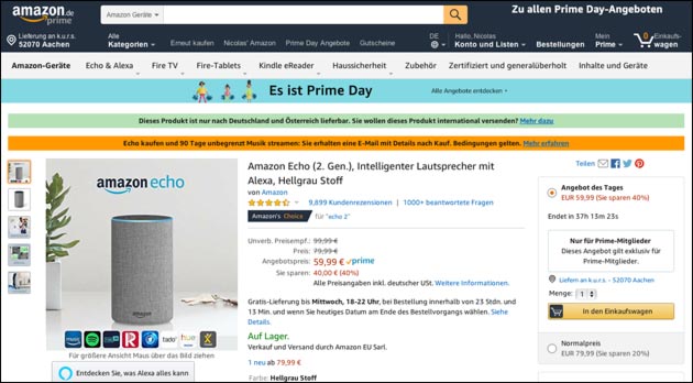 Amazon Echo Angebot