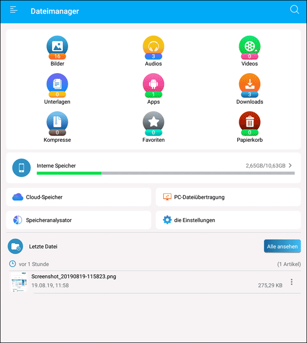 File Manager Pro Bildschirm