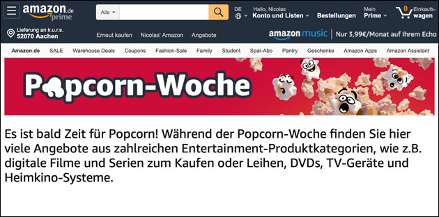 Amazon Popcorn Woche