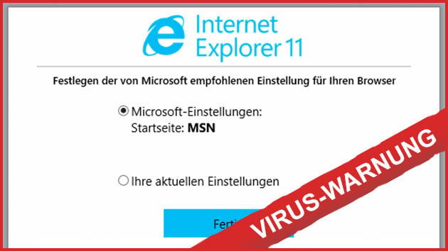 Internet Explorer Virus Warnung