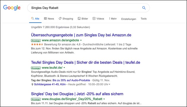 Singles Day Angebot