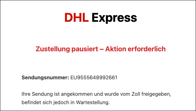 DHL Express - Importgebühr 1,99 € – Jetzt begleichen