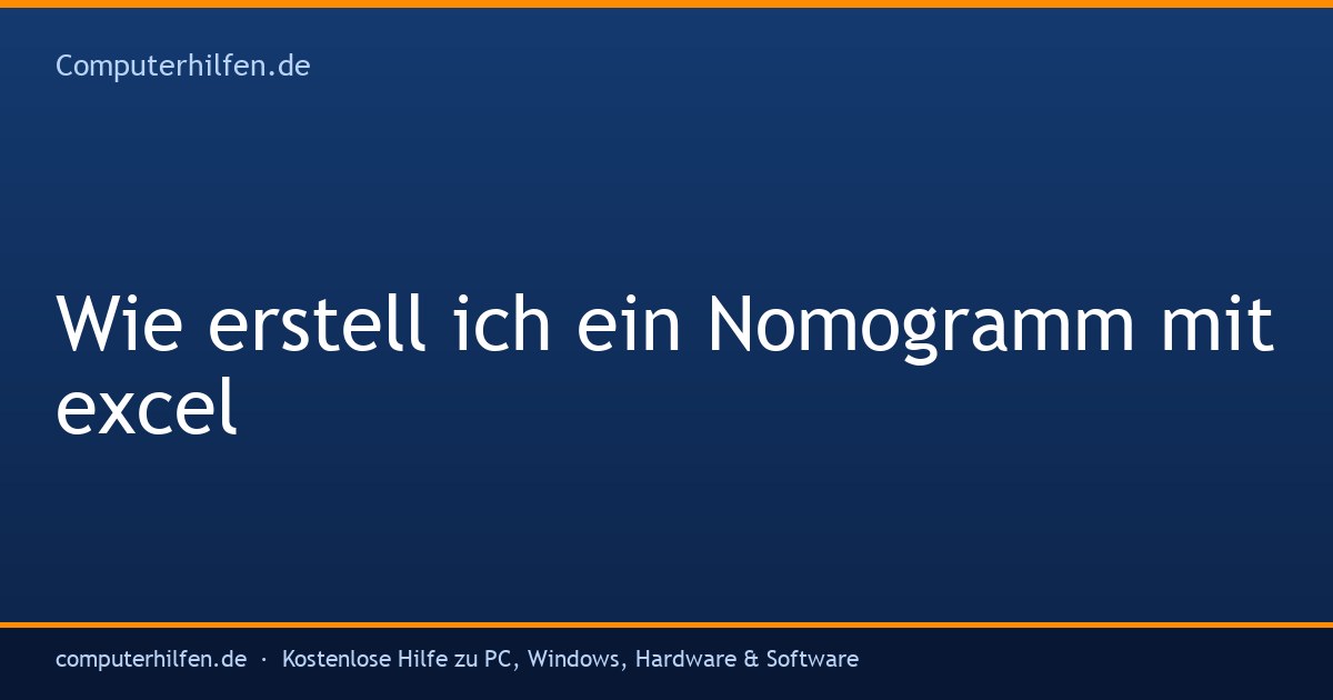 Wie erstell ich ein Nomogramm mit excel (Koelsche-Boor)